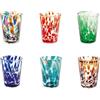 H&h set 6 bicchieri veneziano in vetro, multicolore, cl 5
