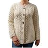 Aran Woollen Mills Aran Woolen Mills Cardigan Cappotto con Bottoni Lavorato a Maglia da Donna 100% Lana Merino (Naturale, M)