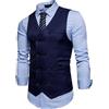 Generic Gilet da uomo doppiopetto in raso, slim fit, formale, senza maniche, con cinturino posteriore regolabile, gilet di lusso con bottoni per matrimoni, feste e abbigliamento casual intelligente, Marina