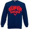 Babloo Felpa Idea Regalo Unisex Festa della Mamma Super Mom Blu M Girocollo