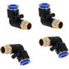 CNCTEC Raccordo a innesto pneumatico ad angolo da 90° da 1/4 a 12 mm, 4 pezzi, connettore ad aria compressa, qualità industriale