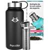 Paratito® Bottiglia termica 1 litro in acciaio inox con colino per tè, ideale come termos caffè e teiera con infusore e Borraccia Termica per Tè da Viaggio - sfuse infusore tè - filtri per tisane