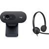 Logitech C505e Webcam business per app di videochiamata & H340 Cuffie Cablate per Computer, Cuffie Stereo con Microfono e Audio Digitale