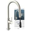 SCHÜTTE Blackpool 79526 rubinetto da cucina con doccetta estraibile, rubinetto da cucina a 360 gradi, miscelatore con miscelatore monocomando, rubinetto per lavello con doccetta estraibile, in acciaio