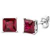 Miore orecchini da donna con rubino rosso 9 ct in oro bianco 375, dimensione 6.5 x 6.5 mm