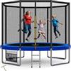 Devoko Trampolino Elastico per Adulti e Bambini, Tappeto Elastico da Giardino Ø 183/228/305/366/427 cm | Set Completo con Rete di Sicurezza, Scaletta, Copertura, Rete per Scarpe,150 kg(Nero)