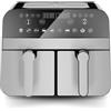 Comfy Nest, CNAFD45NS, Friggitrice ad aria calda, Friggitrice ad aria, doppio cestello digitale 2400W 9L in acciaio inox, cottura sana e veloce, ideale per i tuoi pasti in famiglia, 9L, argento
