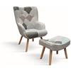 KONTE.DESIGN Poltrona HAVANA in tessuto multicolore, con poggiapiedi