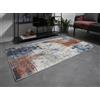 -LUXOR- living Tappeto da soggiorno Polino in design vintage, tappeto a pelo corto, stampa digitale, design intramontabile, 80 x 150 cm, blu corallo