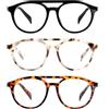KoKoBin 3 confezioni di occhiali da lettura Oversized volo uomo e donna classici e retrò rotondi anti luce blu per computer Reader (3 Pack, 2.5, x)