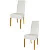 t m c s Tommychairs - Set 2 sedie imbottite modello Luisa per cucina e sala da pranzo, robusta struttura in legno di faggio color rovere, seduta e schienale rivestiti in pelle artificiale bianco
