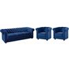 Vente-unique-Divano 3 posti e 2 poltrone CHESTERFIELD in velluto Blu notte
