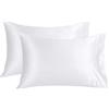 Juwenin Home - Confezione da 2 federe per cuscino in pura seta di gelso, morbide, per capelli e pelle, con chiusura a busta (bianco, standard, 50 x 75 cm)
