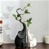 GZDDYUMYJX Elefante portafortuna,Coppia di elefanti amorevoli con fiore,moderna statua decorativa in ceramica,per libreria, soggiorno,ufficio,tavolo,mensole.Regalo per amante,moglie,madre