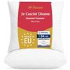 Flowen Cuscini Letto Coppia di Guanciali 65x65 per Dormire Imbottitura Standard Antiacaro Anallergico Traspirante Quadrati per Matrimoniale Singolo con Federa Trapuntata Sfoderabile e Lavabile