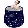 Sinbide Vasca da bagno pieghevole, vasca da bagno portatile a 3 strati, vasca da bagno in PVC per adulti e bambini (8staffe-Stella Blu)