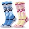 West Biking Calzini da sci per bambini, 2 paia di calze termiche in lana merino spessa, multicolore, per sci e trekking, invernali, per bambini dai 6 ai 15 anni, Blu sci + rosa sci, 8-12 Years