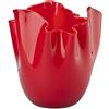 Venini vaso Fazzoletto Opalino rosso Ø13.5cm