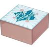 L'Oca Nera portagioie floreale in vetro rosa 12x12x6.5cm