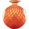Venini vaso Monofiori Balloton arancio con filo indaco Ø21.5cm