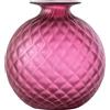 Venini vaso Monofiore Balloton magenta sabbiato filo rosso piccolo Ø14xH16,5cm