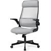MELOKEA Sedia da Ufficio Ergonomica EN1335 Standard con Braccioli Pieghevoli, Rete Traspirante, Poggiatesta Regolabile e Supporto Lombare, Sedia Scrivania Girevole per Computer Aziendale - Grigio