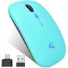 HZD Mouse Wireless Ricaricabile, Mouse Bluetooth, Mouse 2,4 GHz con Mini Ricevitore USB, 1600 DPI Mouse Senza Fili, Mouse Silenzioso, Mauser Wireless Compatibile con Apple, Mac, PC, Laptop, Windows