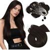 Moresoo Extension Microring Capelli Veri Castano Scuro Remy Umani Extension Capelli con Anellini Invisibili Castano 35 cm 50g 50 Ciocche #2