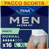 TENA MEN Boxer assorbenti Pants Normal per perdite urinarie, Elasticizzati, Monouso, per Uomo, taglia L/XL, 16 pezzi, Colore Grigio