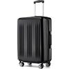 KONO Valigia Trolley 55cm Espandibile Bagaglio a Mano Piccola Valige Rigida ABS e PC Hardshell Leggero Viaggio Cabina (Nero, 24)