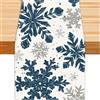 TELAIN Runner natalizio invernale, blu argento, fiocchi di neve, decorazione da tavolo, per cucina, sala da pranzo, fattoria, 33 x 183 cm