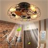 MiiR Ventilatore Da Soffitto Con Illuminazione Lampadina E27 Lampada Da Soffitto Con Ventilatore Retrò Con Telecomando Luce Regolabile A 6 Livelli Per La Velocità Del Vento Soggiorno Camera Da Letto