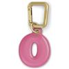 UNTAGS - Charm Lettera O - Materiale Effetto Pelle - Ciondolo per Smartphone, Portachiavi con Moschettone in Metallo Colore Oro Incluso - Rosa