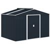 Outsunny Casetta Porta Attrezzi in Acciaio con Tetto Inclinato e 2 Porte Scorrevoli, 277x195x192 cm, Grigio Scuro | Aosom Italy