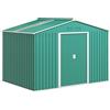 Outsunny Casetta da Giardino Porta Attrezzi in Acciaio con Tetto Inclinato e 2 Porte Scorrevoli, 277x195x192 cm, Verde Scuro | Aosom Italy