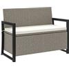 Outsunny Panchina da Giardino 2 Posti con Cassapanca da 151.5L in Rattan con Schienale, Braccioli e Cuscino, Crema