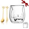Yuragim Tazza per Gatti, 200 ml, Bicchieri a Doppia Parete, Kawaii, Gatto, Tazza da Caffè, Tazza da Tè, Regali per Donne, Amanti dei Gatti, Mamma, San Valentino