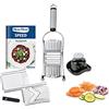 Genius - Set di 7 affettatrici per verdure Nicer Dicer Speed, affettaverdure con 3 inserti e supporto per il taglio, grattugia per parmigiano, grattugia a julienne e affettatrice a V