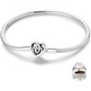 LNQOBU Bracciale in Argento con maglia Snake e chiusura a cuore Compatibile con Pandora Europei Charms da Donna