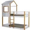 BellaHome Letto a castello per ragazzi bellahome lille in pino massello con soppalco a casetta 200,5x111x215 cm