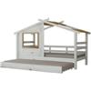 BellaHome Doppio letto singolo per ragazzi bellahome nantes in pino massello a casetta 222x97,6x143 cm