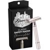 The Shave Factory Butterfly Safety Razor - Rasoio classico a doppia lama da uomo - Rasatura di precisione con design Twist to Open - Soluzione di rasatura durevole con custodia in plastica