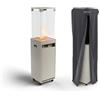 Planika - Faro + Coperchio - Camino da Giardino da Esterno da Balcone Camino da Terrazza a Gas - Fino a 8 kW - Alimentato a GPL - Rulli Incorporati - Tempo di Combustione 55 Ore