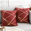 DecorMommt Federe Cuscini 45x45 Cm Copricuscini Decorativi Velluto Rosso vino Set di 2 Quadrati Federa Cuscino Divano Geometrica Federe per Soggiorno Camera Letto Auto Decorazione Cuscinetto Lombare