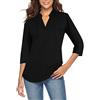 CEASIKERY - Camicetta da Donna con Maniche a 3/4, Scollo a V, Casual