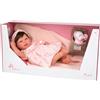 Arias - Bambola Reborn 45 cm Esther, per bambini con capelli, vestiti rosa con fiori, include coperta, peluche, borsa multiuso, ciuccio e pannolino, corpo morbido e punte in vinile per 3 anni