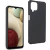 REY Cover in Gel TPU Nera per Samsung Galaxy A12 - M12, Ultra Sottile 0,33 mm, Morbido Flessibile, Custodia Silicone