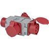 Brennenstuhl 1081640 Adattatore distributore di Corrente IP44 (1 Spina 3 Prese CEE 400 V/16 A) per Cantieri, Grigio, Rosso