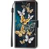 Adolasx Cover compatibile per Xiaomi Mi 11 Lite 4G 5G / Xiaomi 11 Lite 5G NE Pelle Portafoglio Magnetica con Disegni Motivo Animale Flip Custodia Antiurto Resistente Libro Case Donna Uomo - Farfalla 2