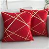 DecorMommt Federe Cuscini 45x45Cm Rosso Copricuscini In Velluto Decorativi Quadrati Geometrica Federa Cuscino Divano Fodere per Soggiorno Camera Letto Auto Decorazione Inverno Set di 2